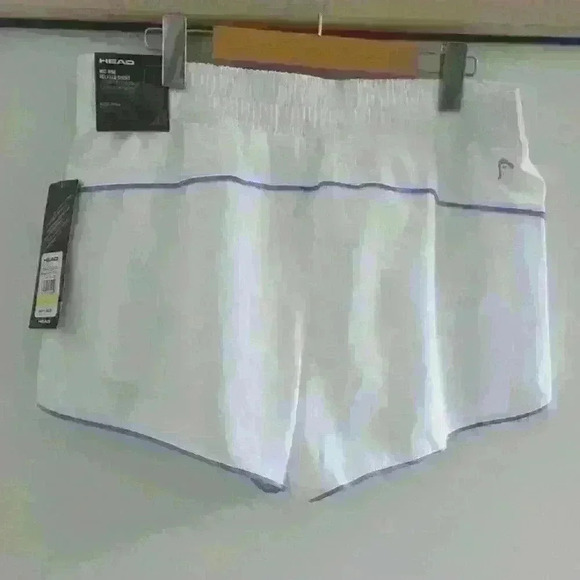 HEAD | Women's White/Blue Mid Rise Relaxed Athletic Shorts - Picture 4 of 4